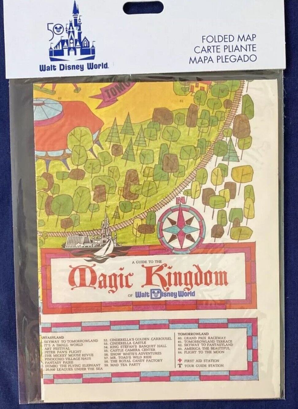 Disney World 50th Anniversary 2021 Vault Series Vintage Magic Kingdom Folded Map